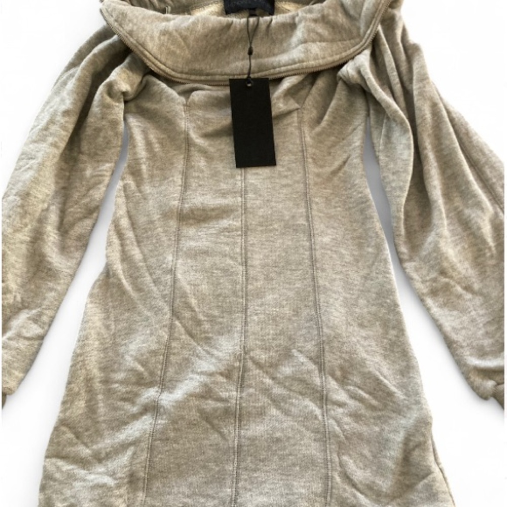 Gray zipper Off-Shoulder Dress